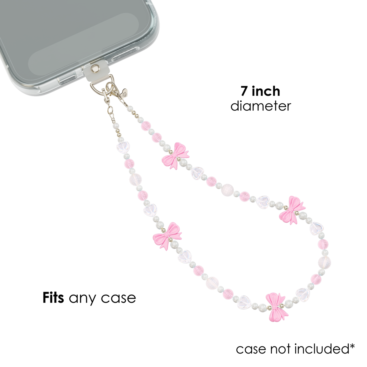 Phone Charm Wristlet - Pink Bow