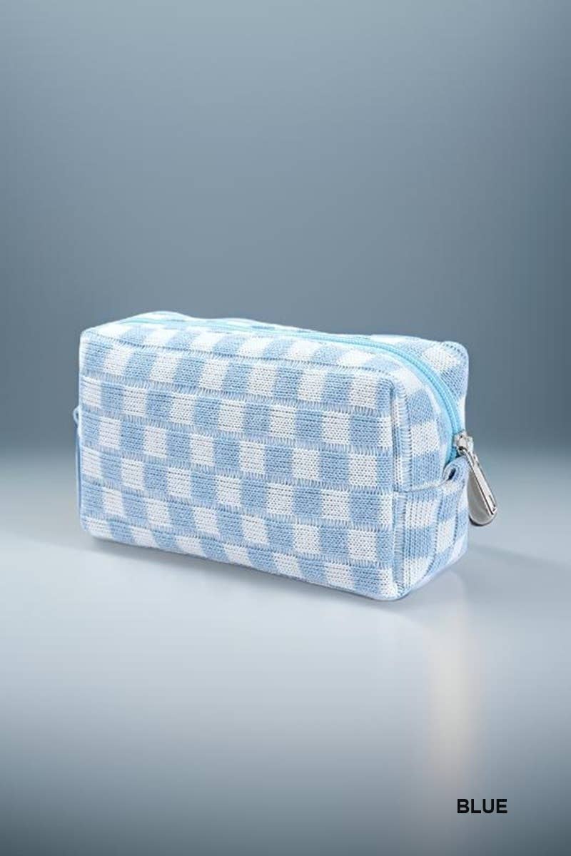 ",,,, SI-25644 Checkered Makeup Cosmetic Pouch Bag