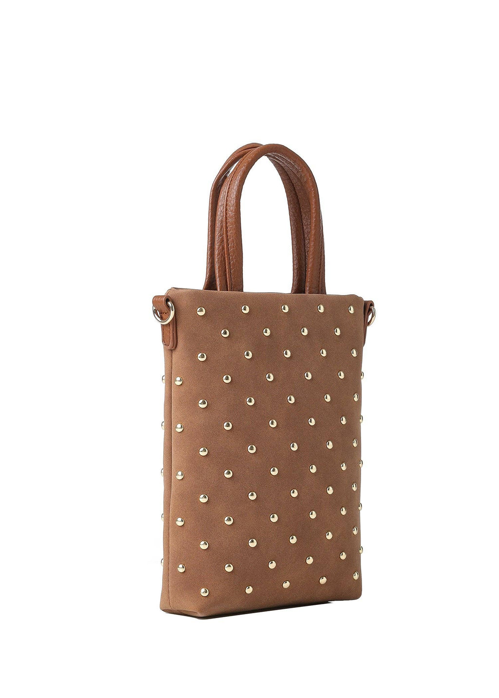 Mila Saddle Studded Suede Phone Crossbody Bag