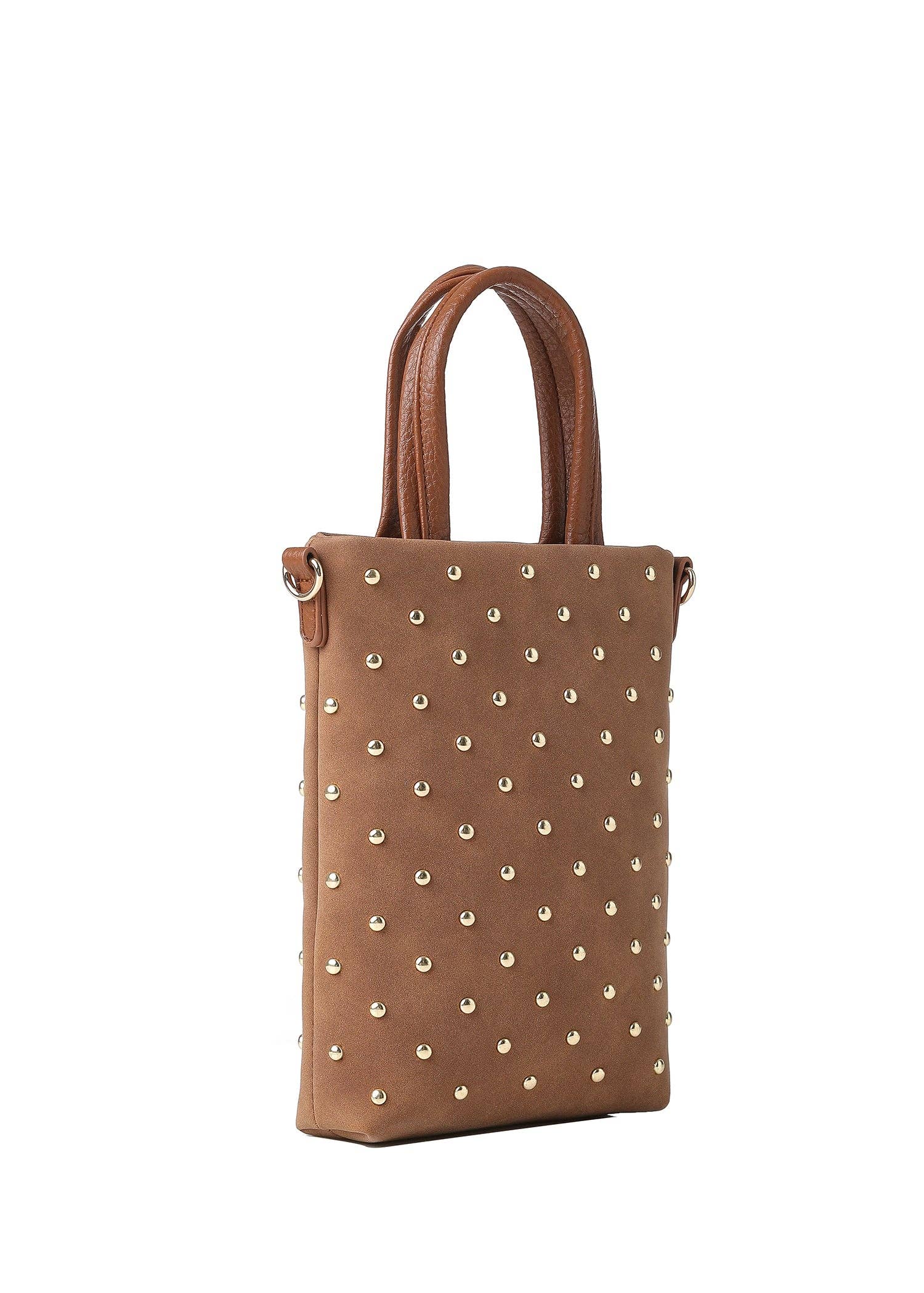 Mila Saddle Studded Suede Phone Crossbody Bag