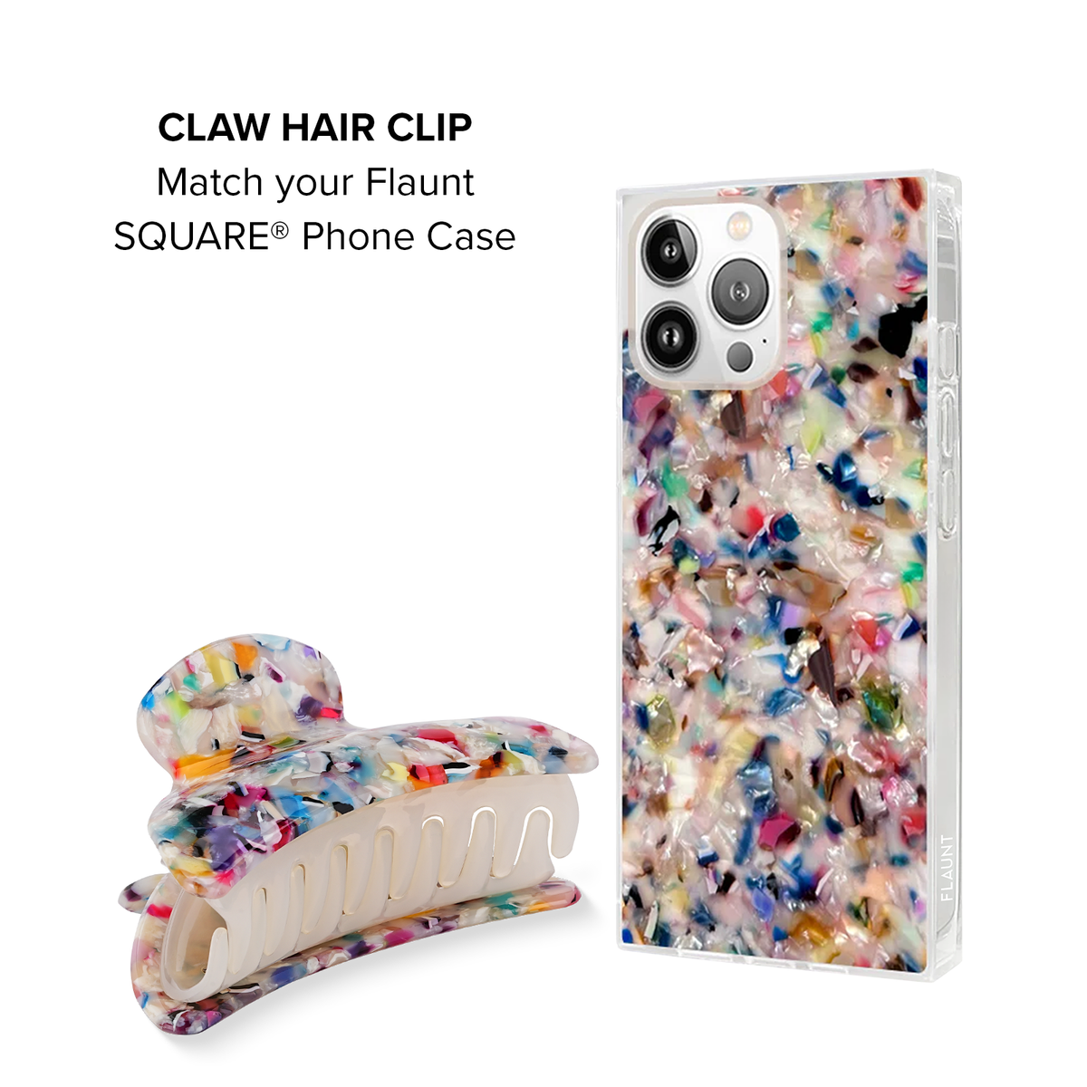 Rainbow Confetti Tortoise Shell Claw Clip