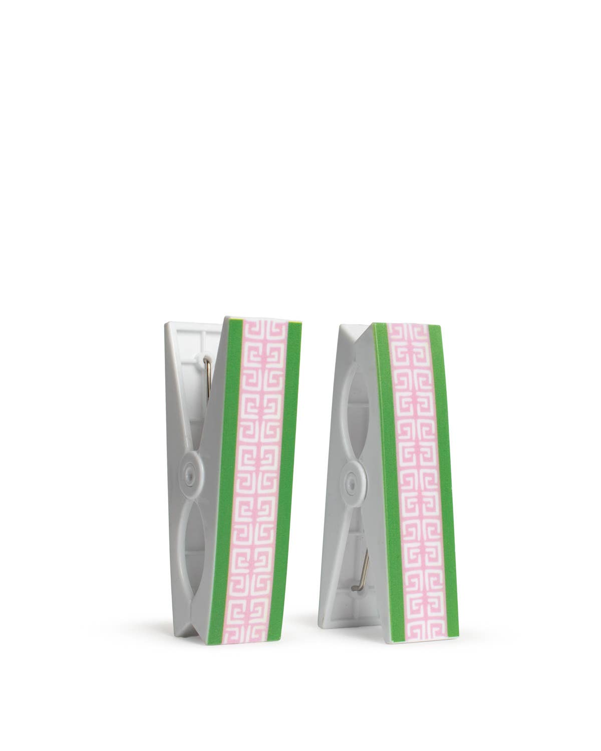 Cabana Beach Towel Clips   Green/Pink/White   1.5x4.5   Set of 2