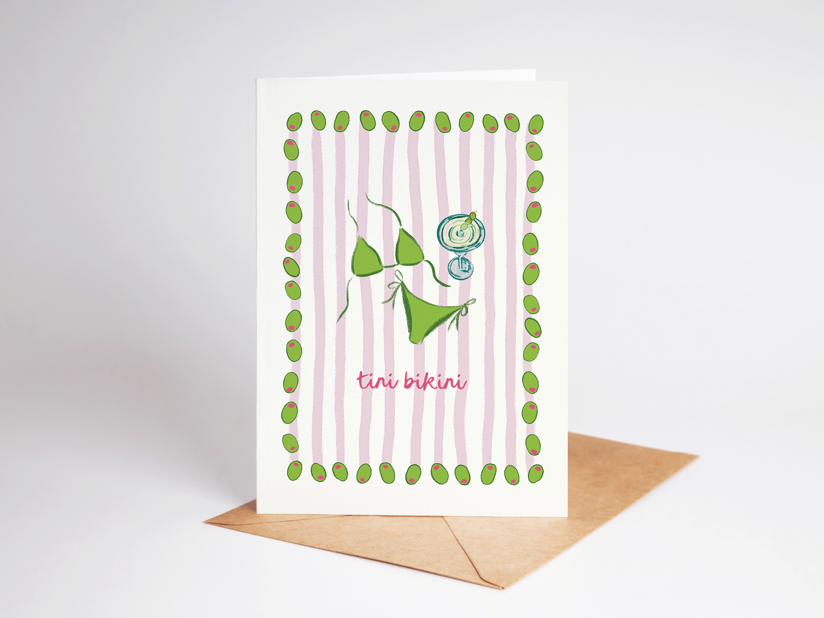 Tini Bikini Martini Summer Beach Coastal Greeting Card