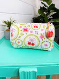 Quilted Makeup Bags | Cosmetics Bag | White Cherries & Bows