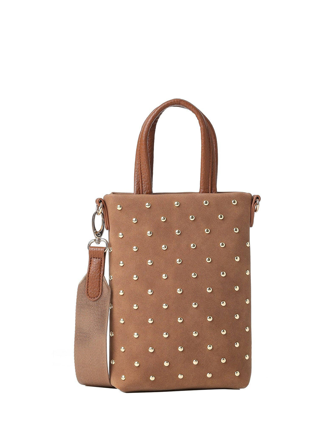 Mila Saddle Studded Suede Phone Crossbody Bag
