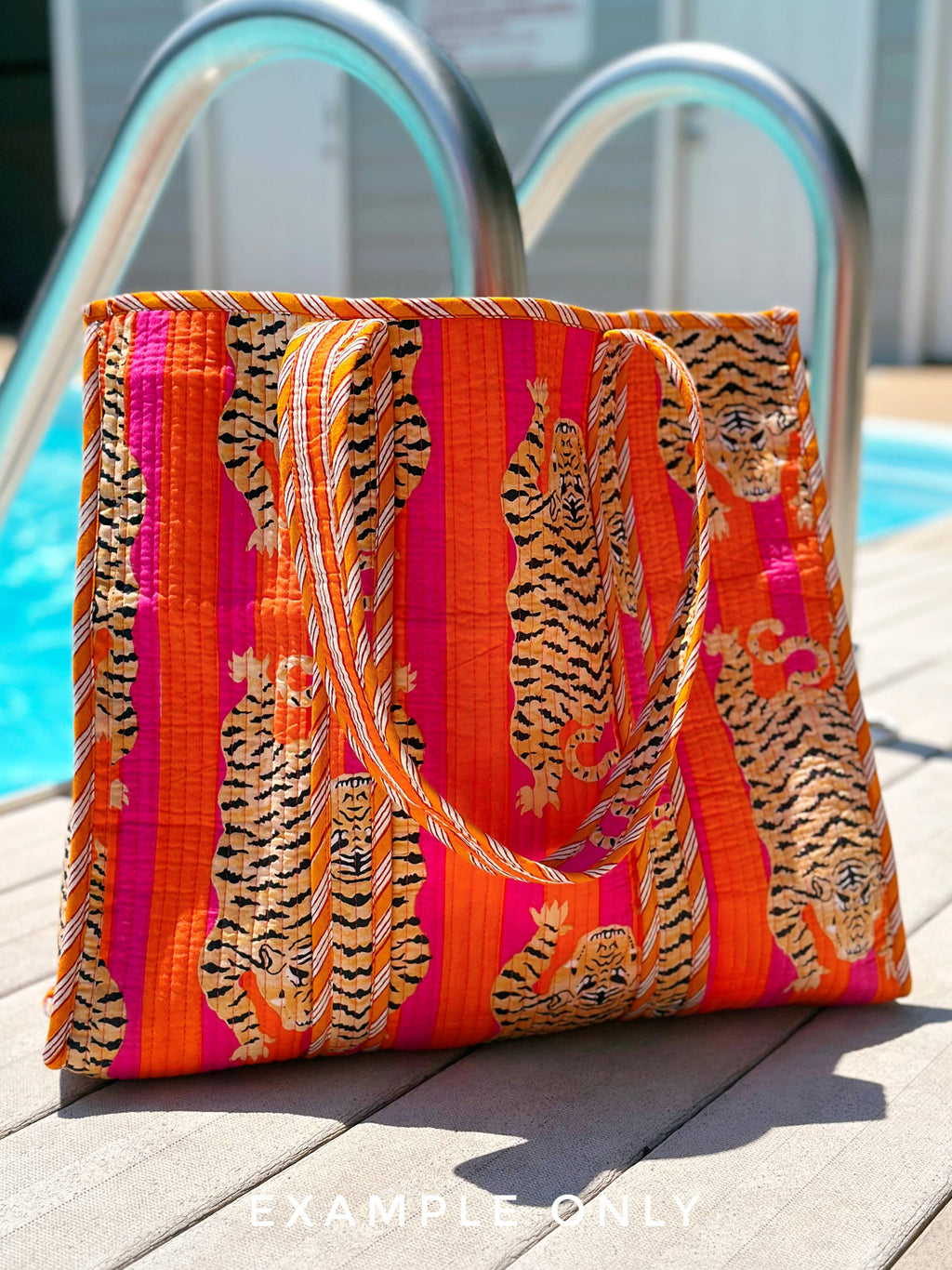 Quilted Tiger Print Tote Bag | Large Travel Bag | Gifts