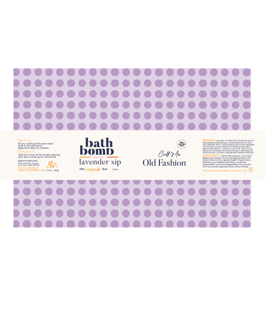 Call Me Old Fashion- Lavender Infused Bath Bomb 6.5 oz