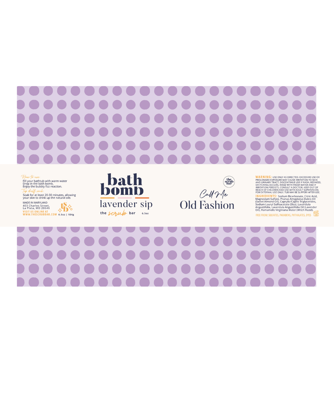 Call Me Old Fashion- Lavender Infused Bath Bomb 6.5 oz