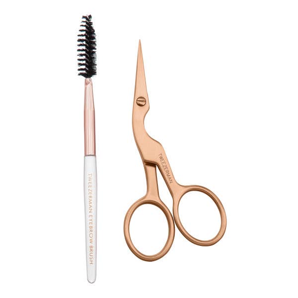 Tweezerman Rose Gold Brow Shaping Scissors and Brush