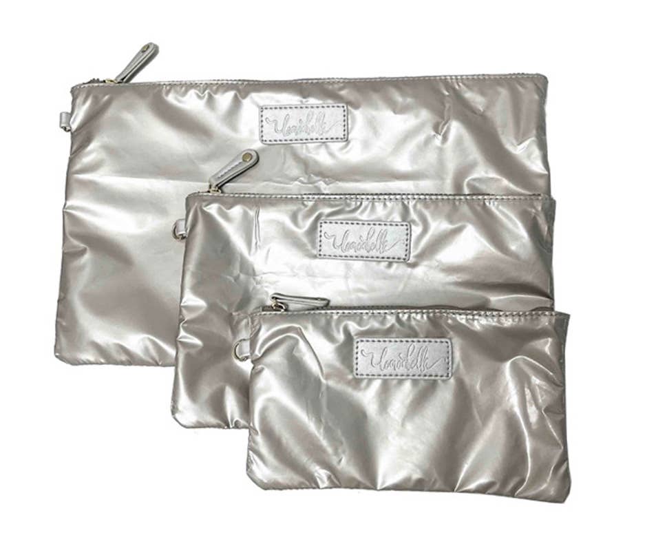 Carly Trio Wristlet & Cosmetic Bag Set | Champagne Gold 9/1