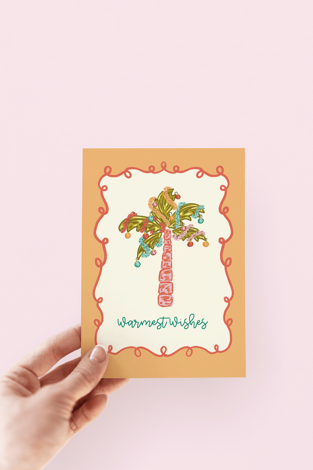 Warmest Wishes Palm Tree Beach Coastal Holiday Greeting Card