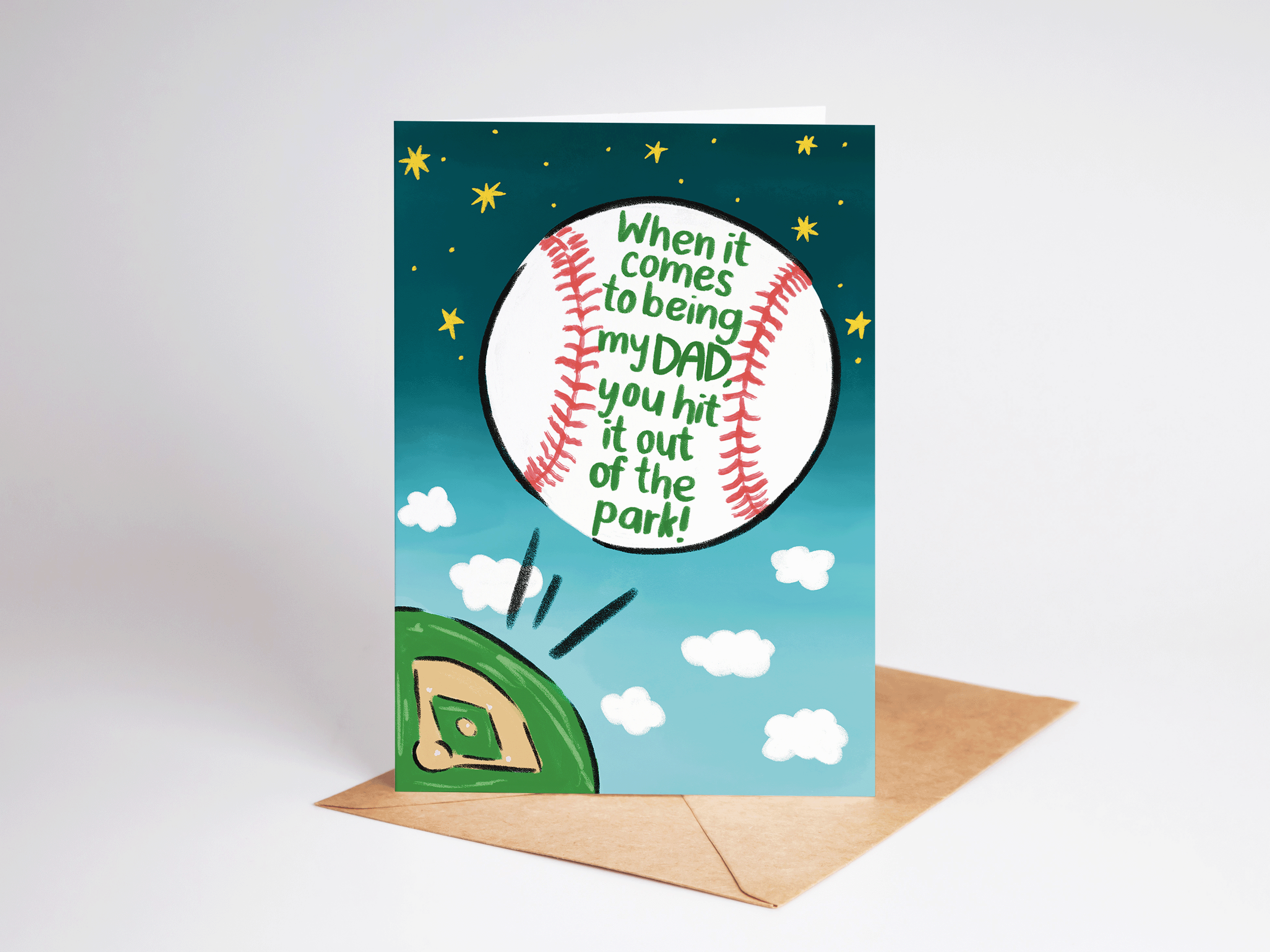 Baseball Out of the Park Father's Day Greeting Card