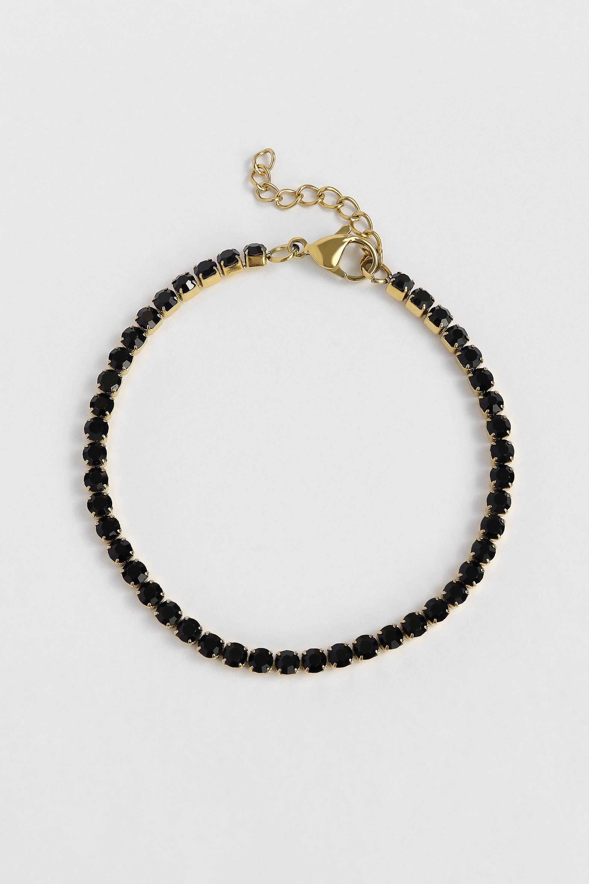18K Gold PVD Jet Black Tennis Chain Bracelet / Anklet