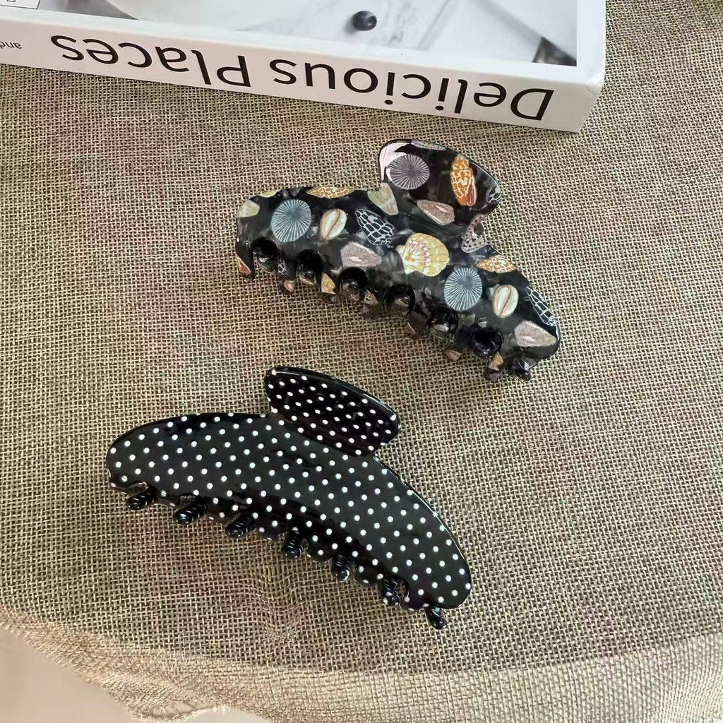 Chic Seashell Pattern Hair Claw, Polka Dot Hair Accessories
