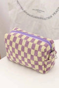 ",,,, SI-25644 Checkered Makeup Cosmetic Pouch Bag