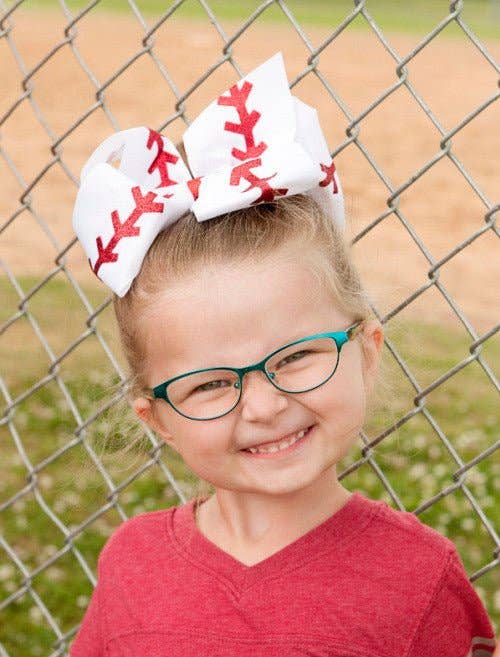 Baseball Stitch Classic Hair Bow | Large Alligator Clip