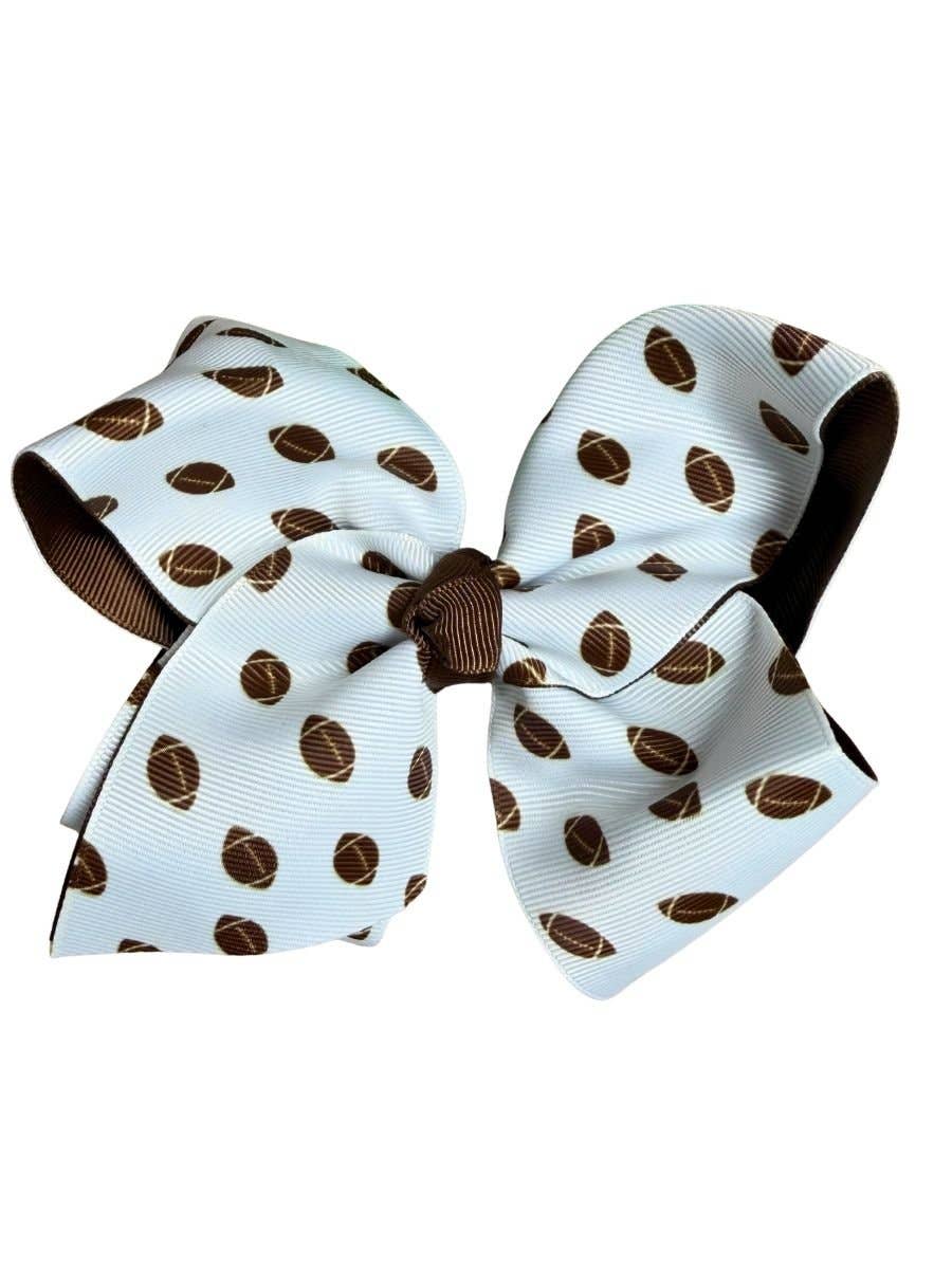 Mini Football Print Double Layered Hair Bow | Clip or Headband