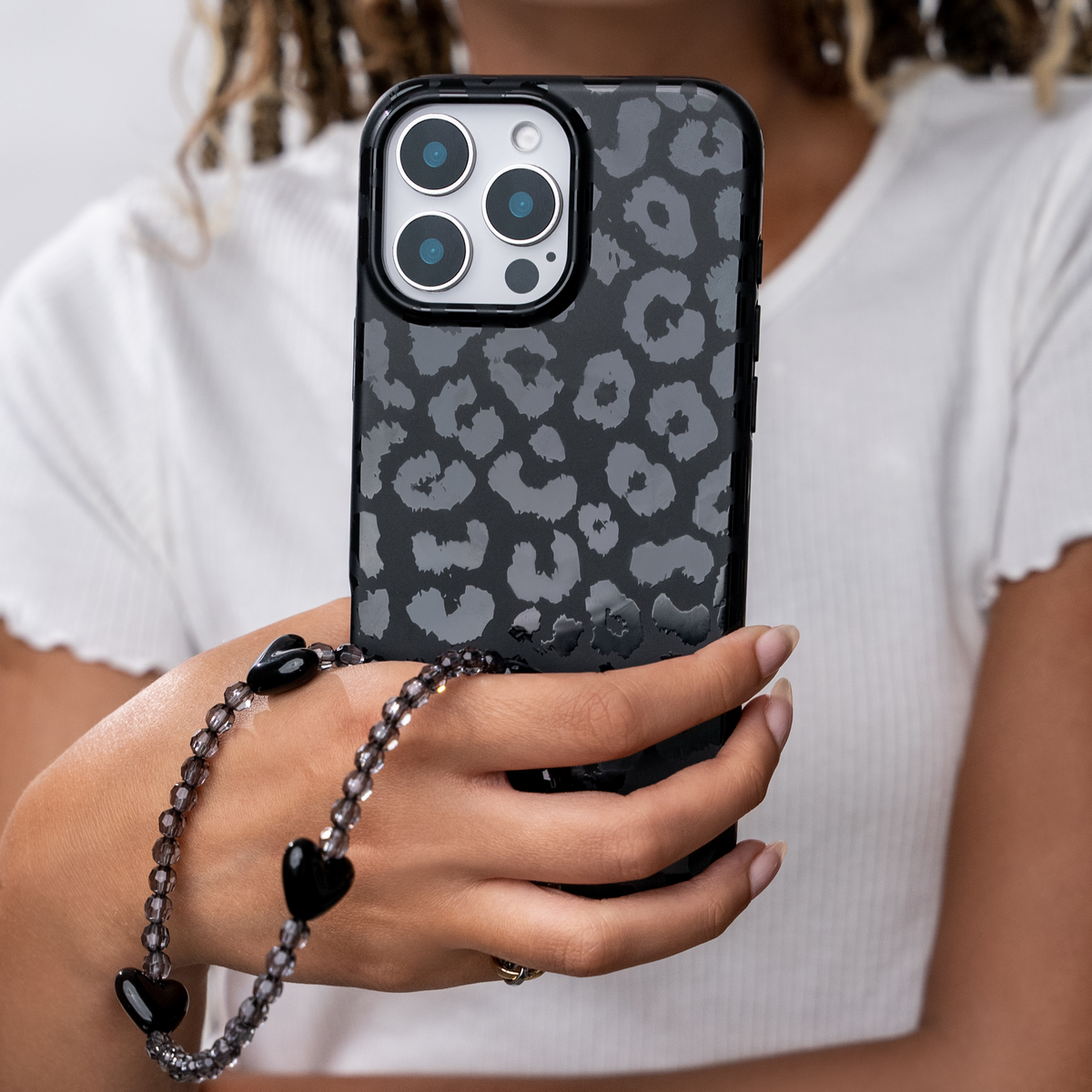 Phone Charm Wristlet - Black Heart