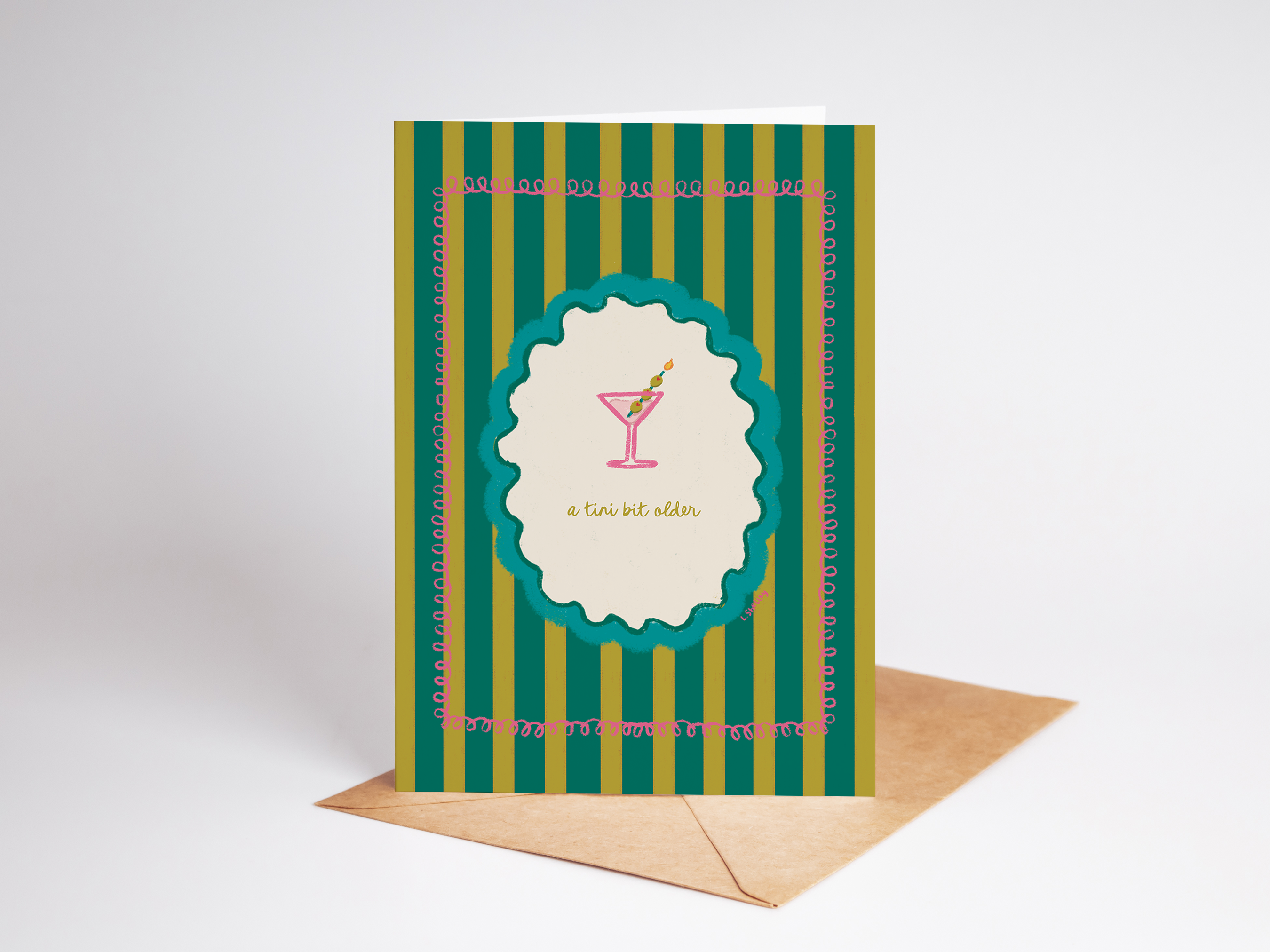 A Tini Bit Older Martini and Olives Birthday Greeting Card