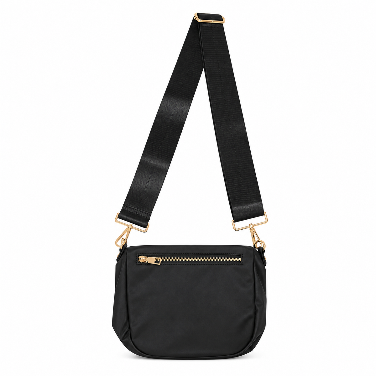 Angelina Nylon Crossbody Shoulder Belt Bag Black LARGE