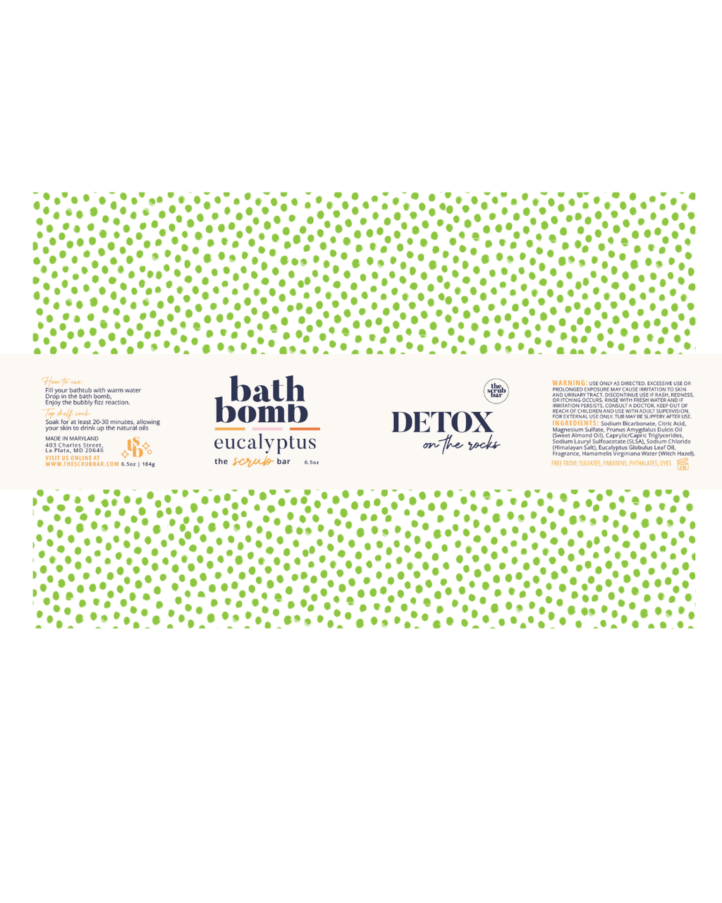 Detox- Eucalyptus + Himalayan Salt Bath Bomb 6.5 oz