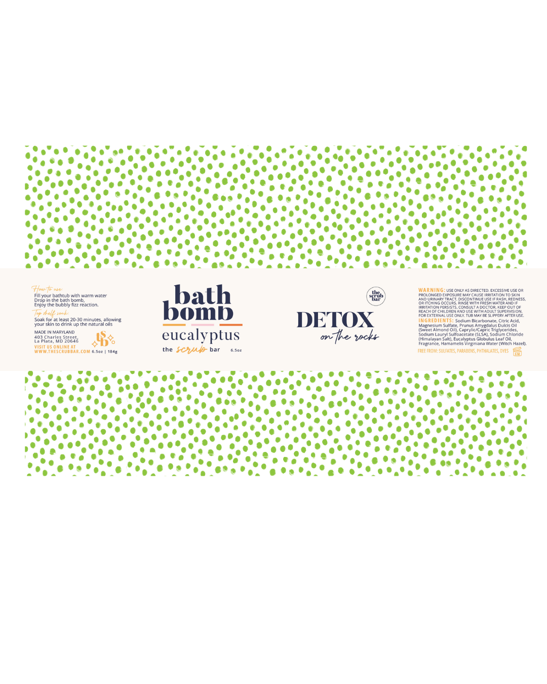 Detox- Eucalyptus + Himalayan Salt Bath Bomb 6.5 oz