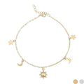 18K Gold PVD Stainless Steel Moon & Star Charm Anklet