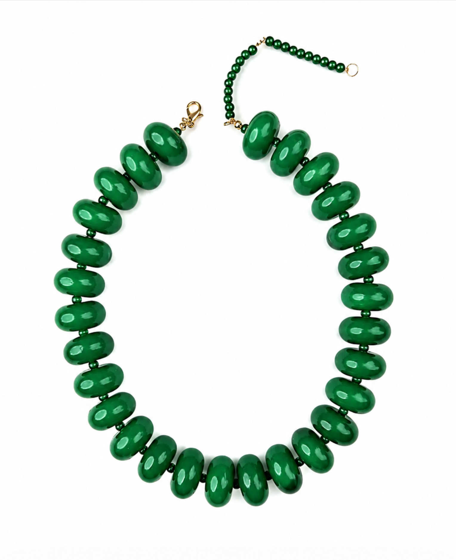 Polished Bead Statement Necklace | Dark Green