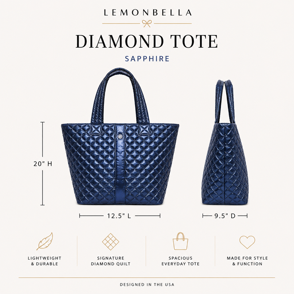 Diamond Tote Shoulder Bag Sapphire Navy