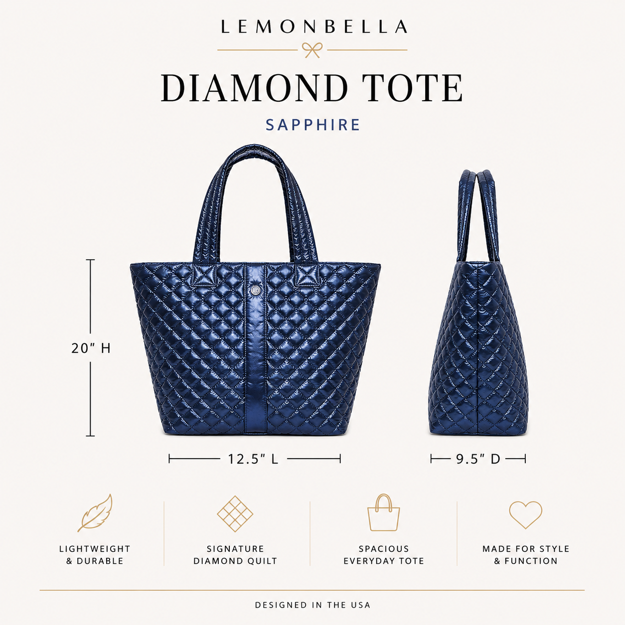 Diamond Tote Shoulder Bag Sapphire Navy