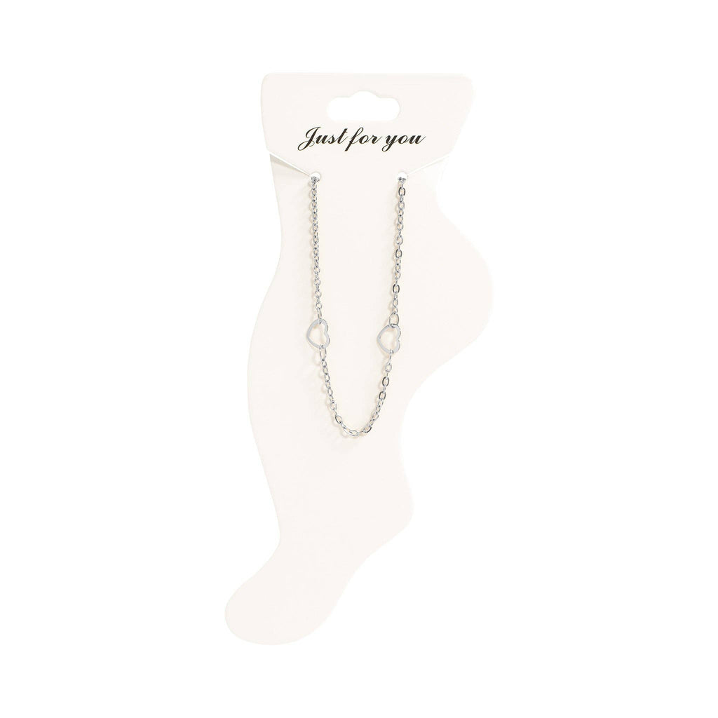 18K Gold PVD Stainless Station Hearts Chain Anklet