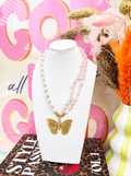 Blush Butterfly Charm Statement Necklace