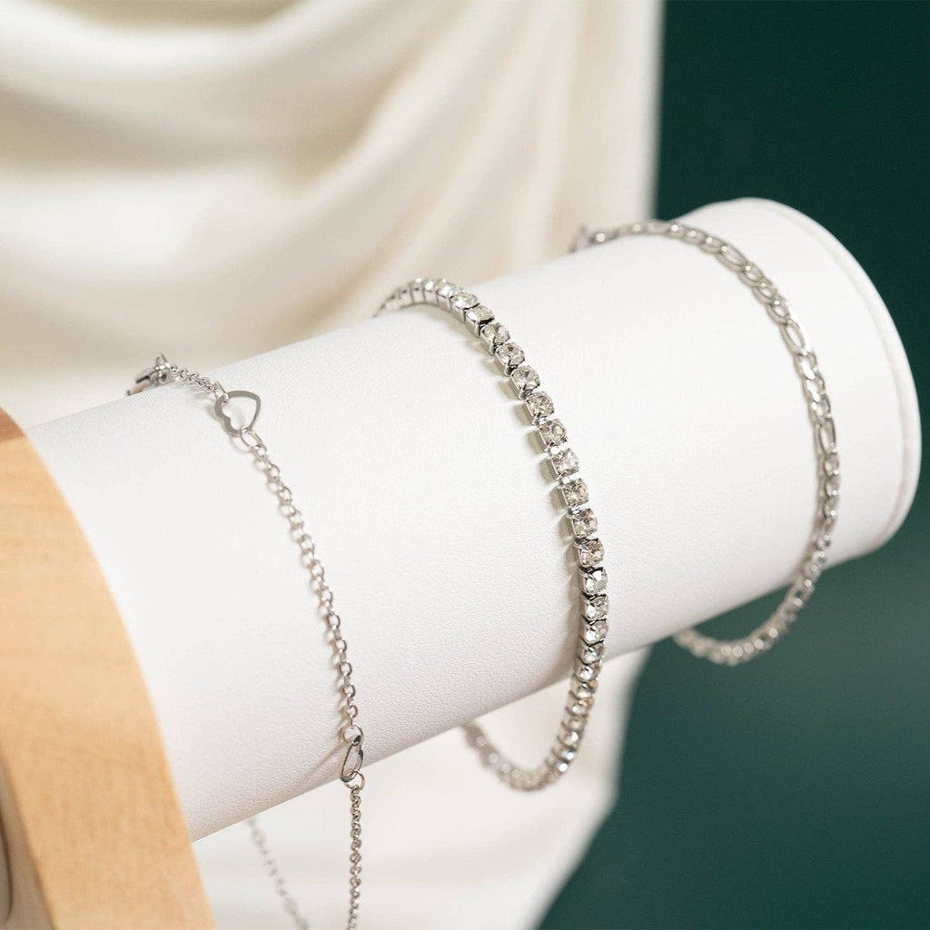 18K Gold PVD Stainless Station Hearts Chain Anklet
