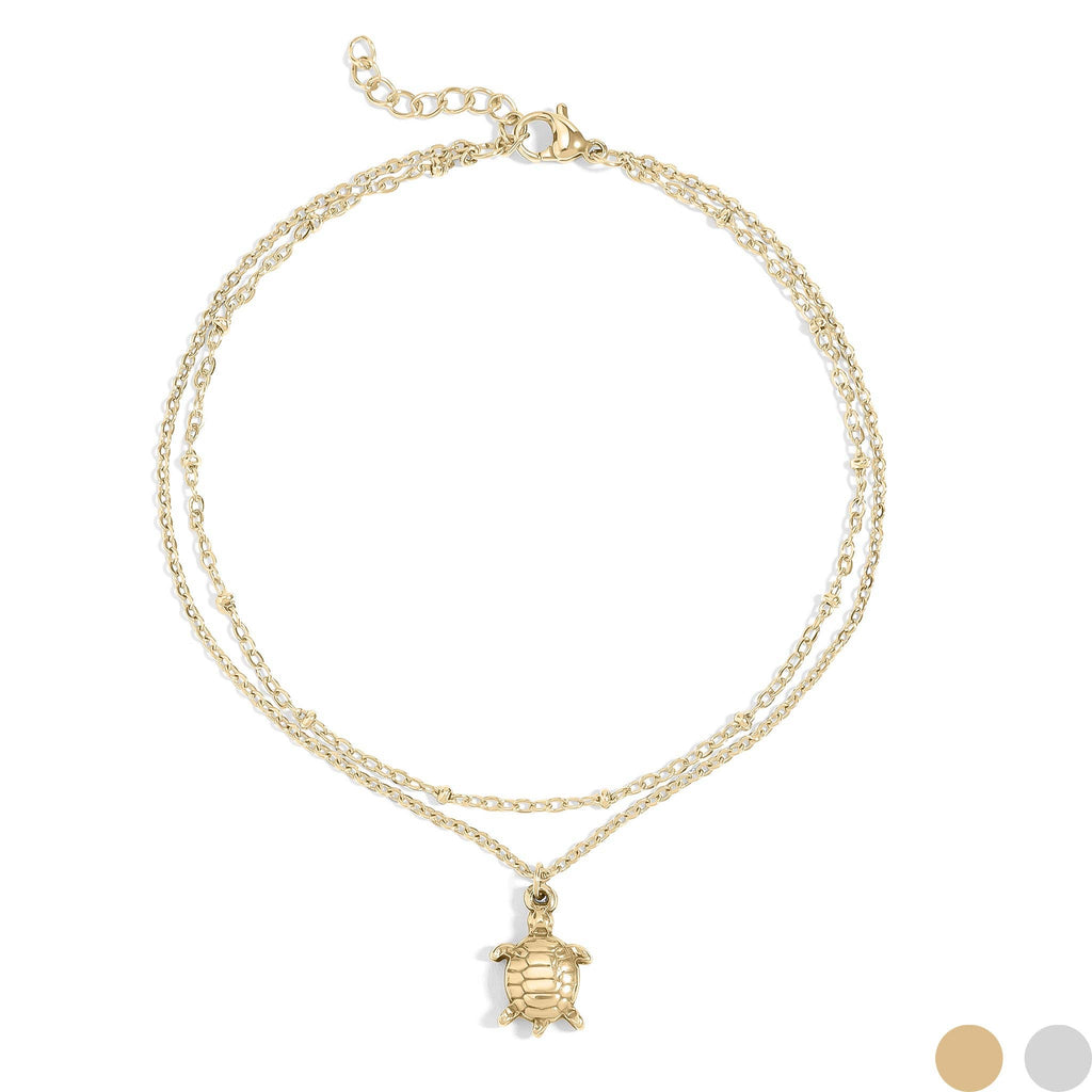 18K Gold PVD Stainless Steel Sea Turtle Charm Anklet