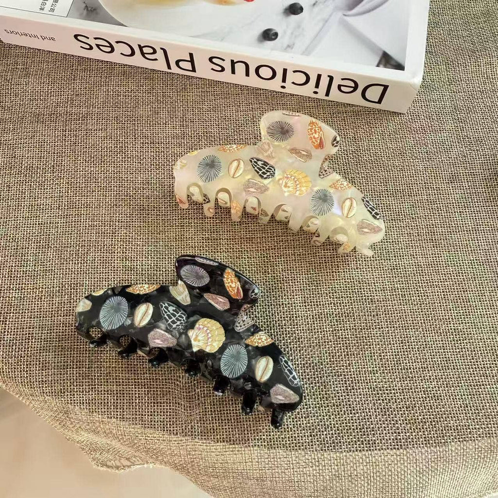 Chic Seashell Pattern Hair Claw, Polka Dot Hair Accessories