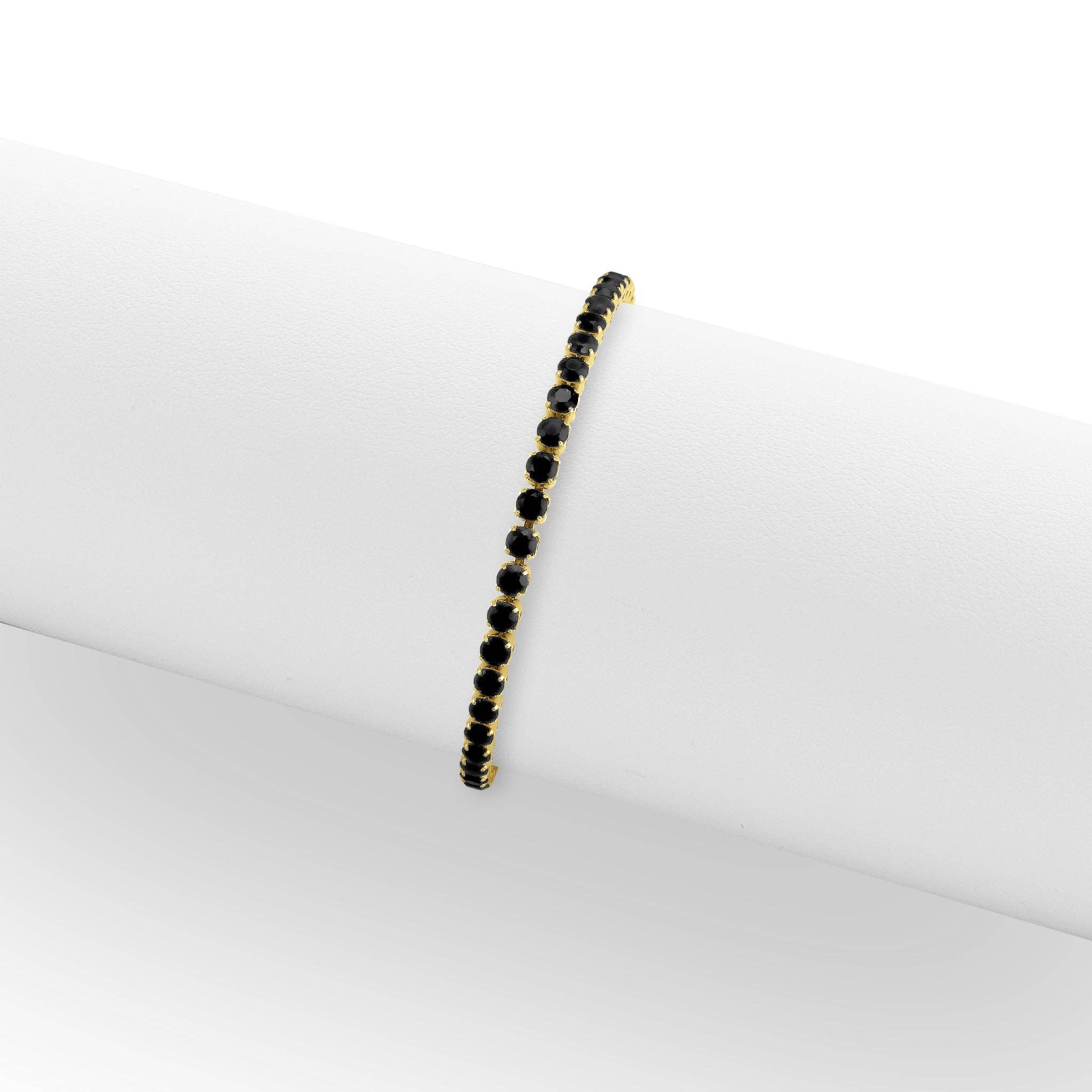18K Gold PVD Jet Black Tennis Chain Bracelet / Anklet