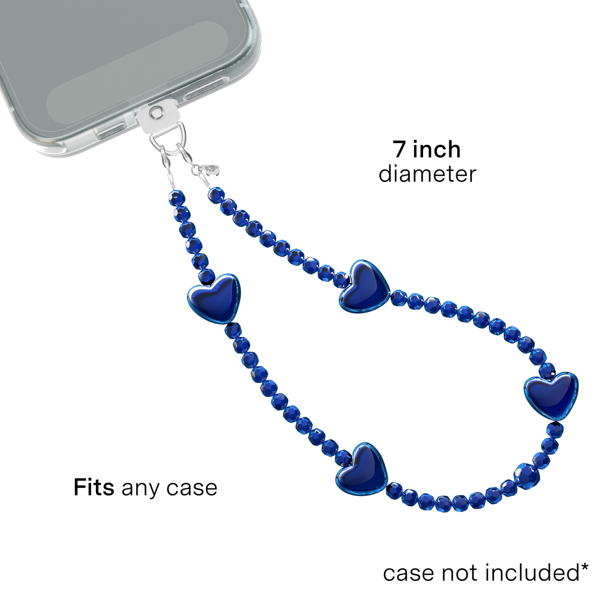 Phone Charm Wristlet - Clear Blue Heart