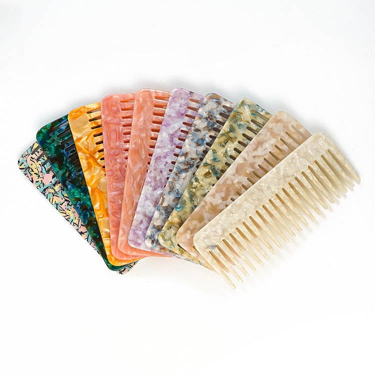 Marbled Acetate Wide-Tooth Hair Comb
