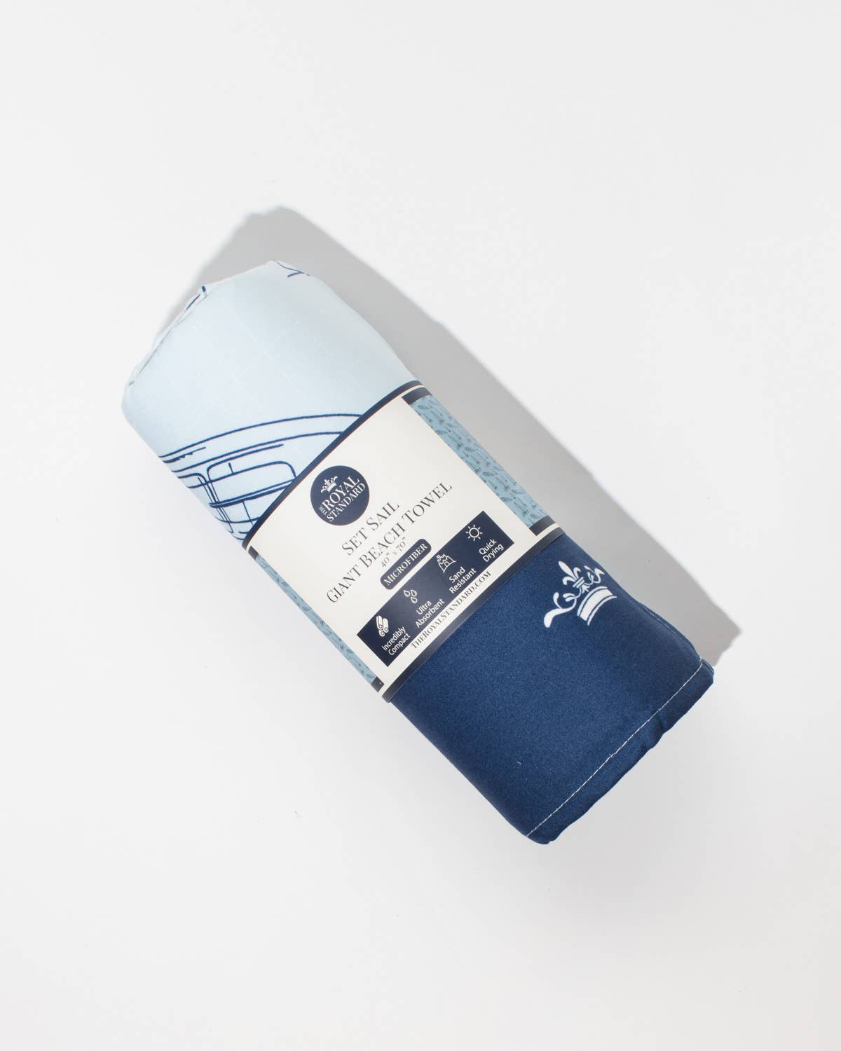 Set Sail Giant Beach Towel    Light Blue/Navy    40x70