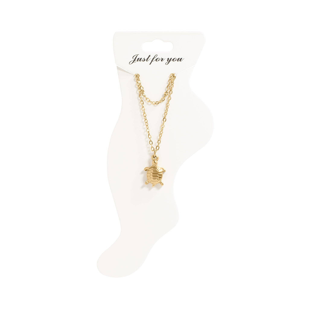 18K Gold PVD Stainless Steel Sea Turtle Charm Anklet