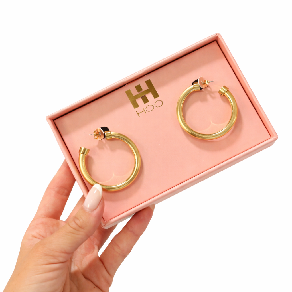 Brushed Gold Lightweight Hoop Earrings
