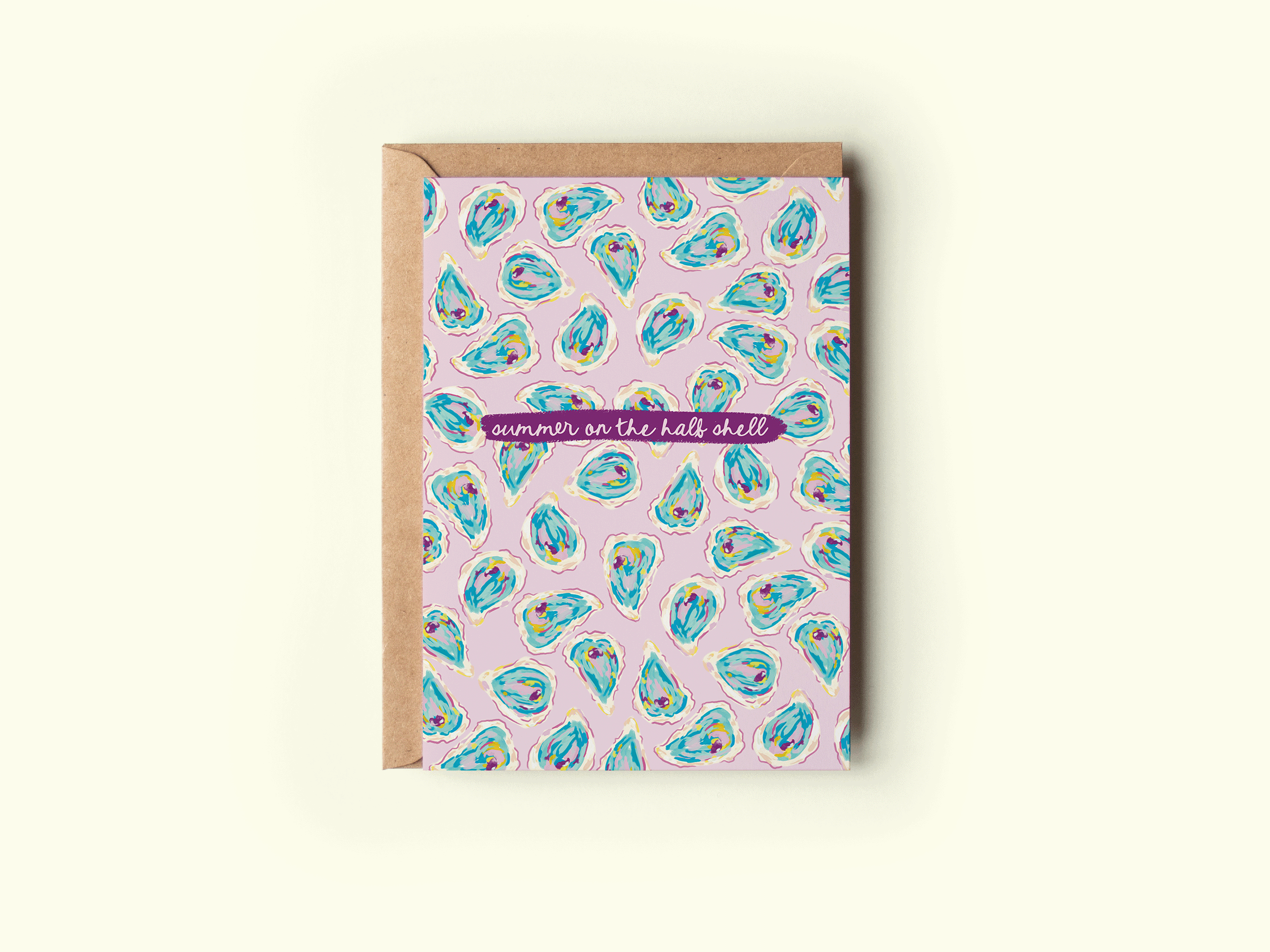 Summer on the Half Shell Oyster Beach Coastal Greeting Card
