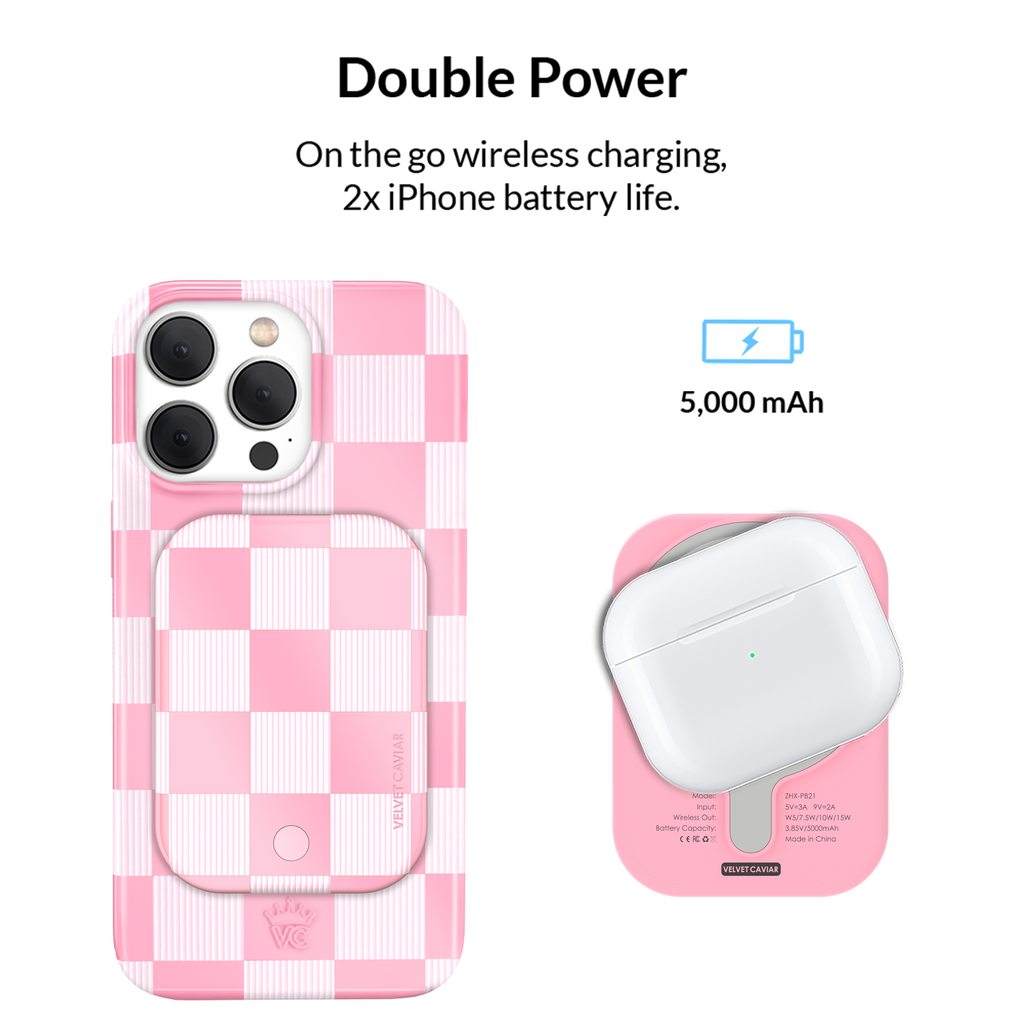 Wireless Phone Charger - Pink Vibe Checkered