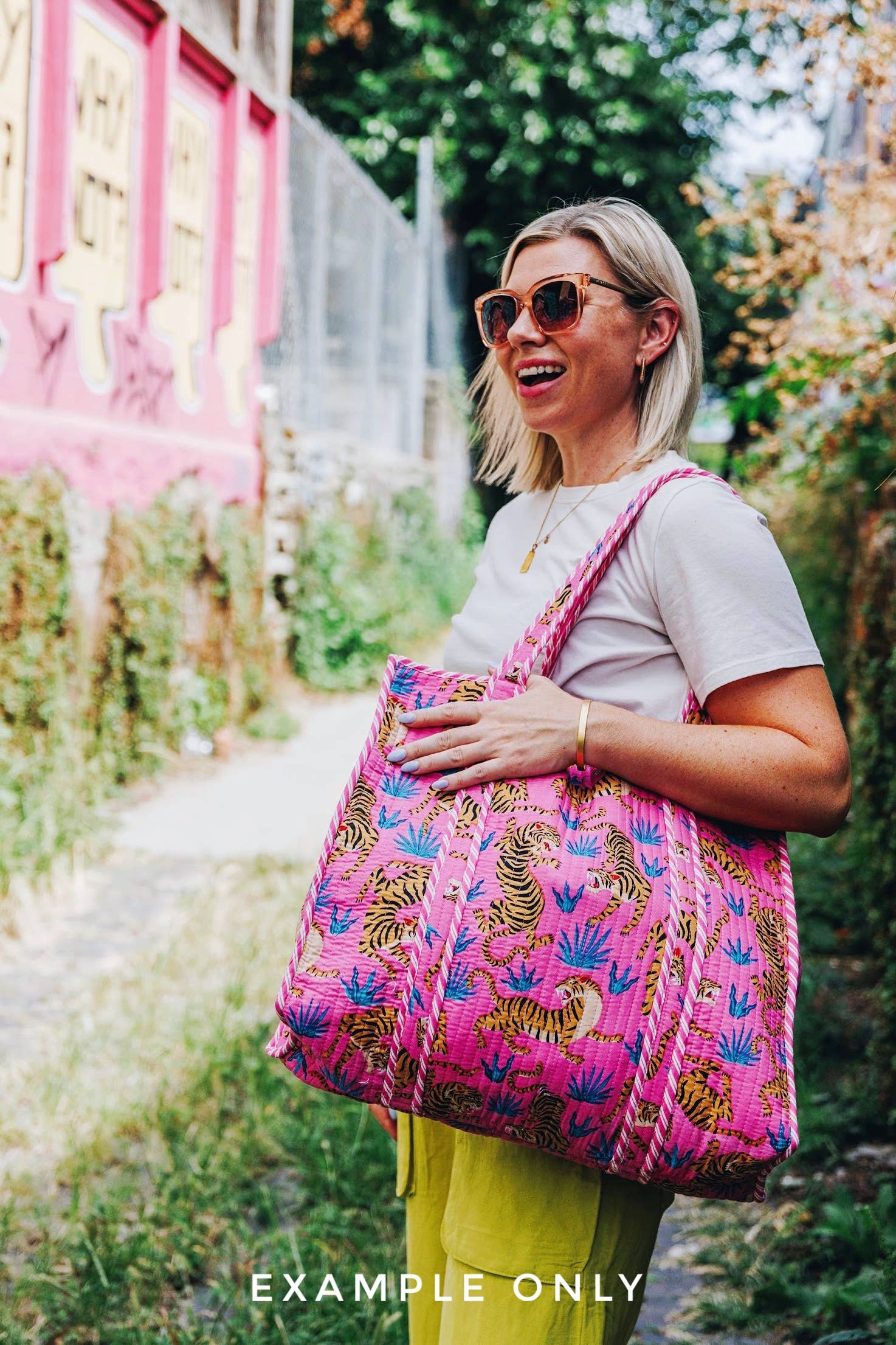 Quilted Tote Bag | Pink Floral Tote | Large Shopping Bag