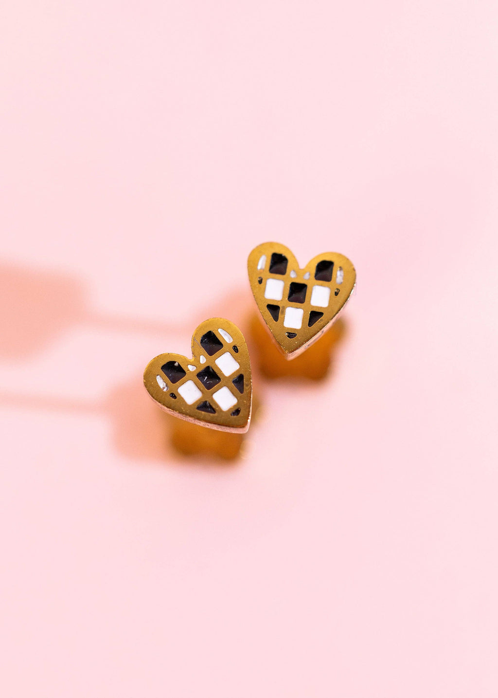 Tiny Black/White Checkered Heart