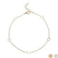 18K Gold PVD Stainless Station Hearts Chain Anklet