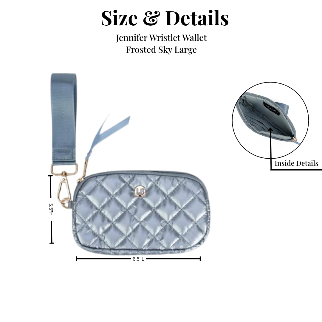 Keychain Wristlet Wallet Large Frosted Sky Blue