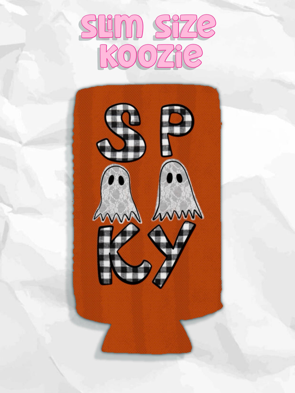 Spooky lace and gingham Halloween koozies