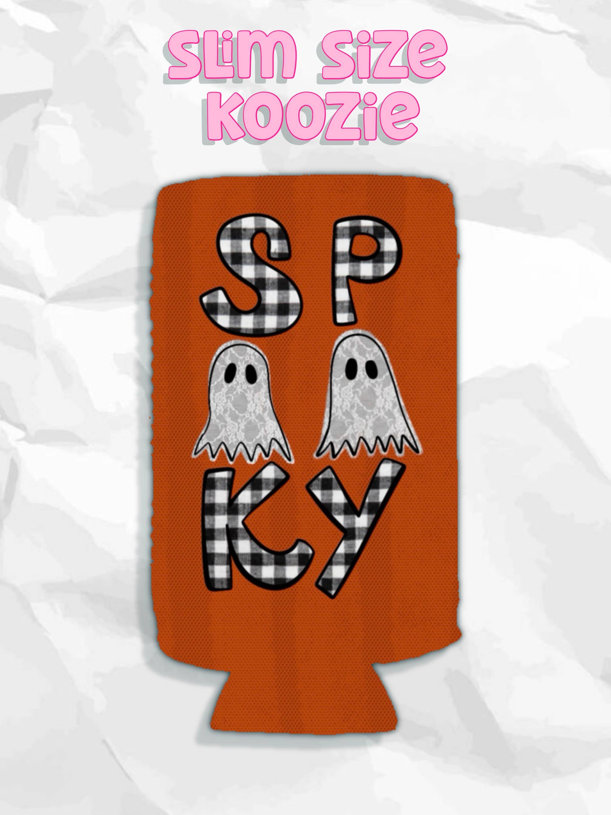 Spooky lace and gingham Halloween koozies