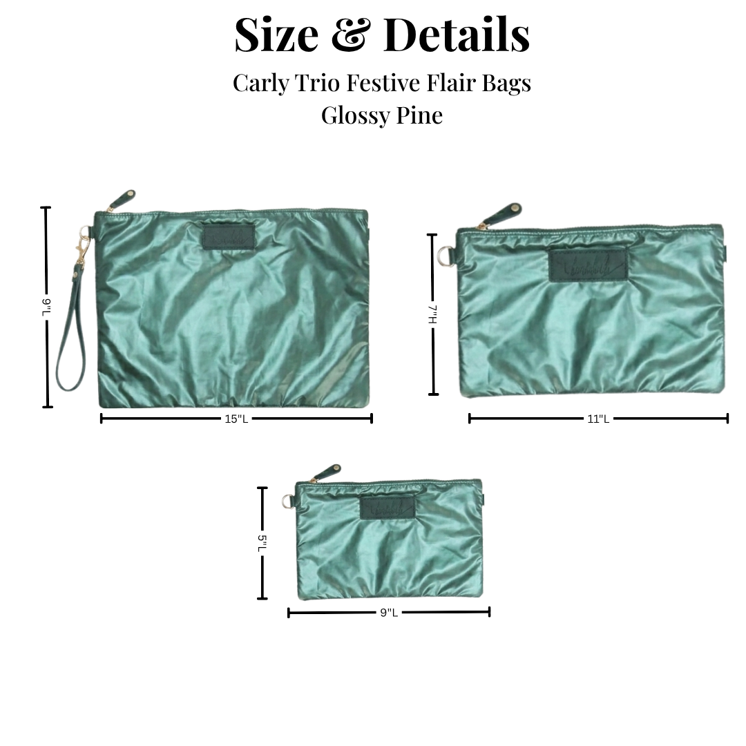 Carly Trio Wristlet & Cosmetic Bag Set | Cypress